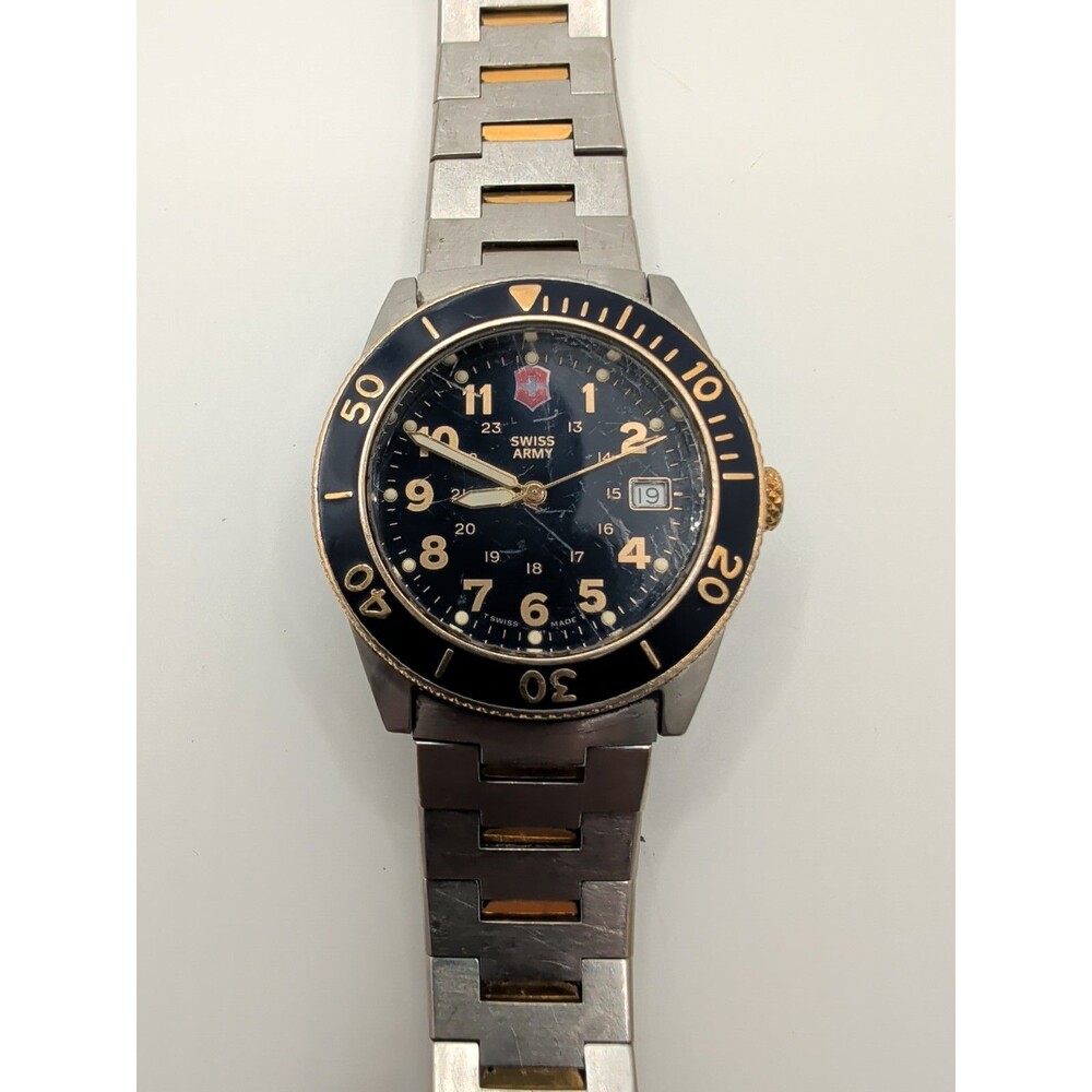 Swiss Army Victorinox Lancer 100 Mens Watch. Parts Only. Not working. Black Gold